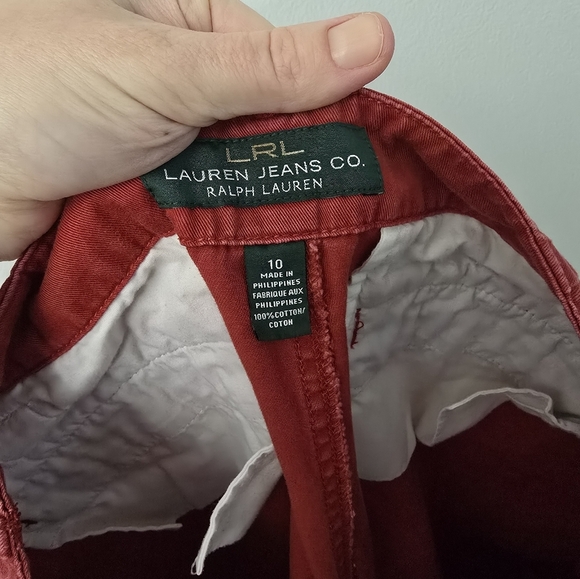 LRL Lauren  Jeans Co Womens 10 Red 100% Cotton Capri Preppy Casual chino - Picture 8 of 11